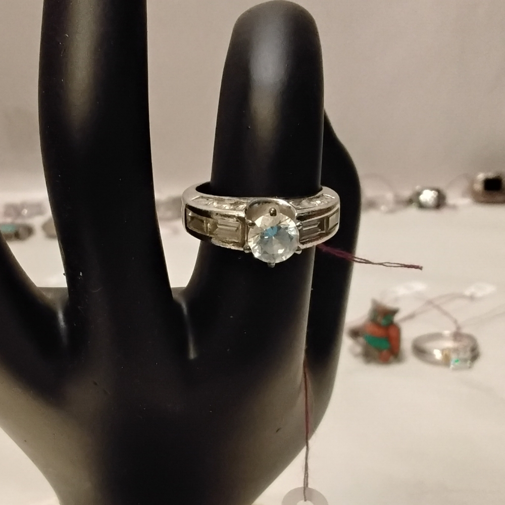 Sterling Silver Ring With Clear Stones #2